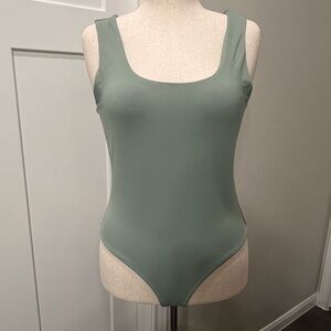 Francesca's Sage Green Ribbed Bodysuit